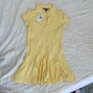 NWT girls, yellow polo dress with peplum ruffle